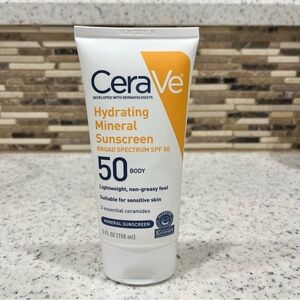CeraVe Hydrating Mineral Sunscreen for Body SPF 50 5oz 150ml EXP 11/2027